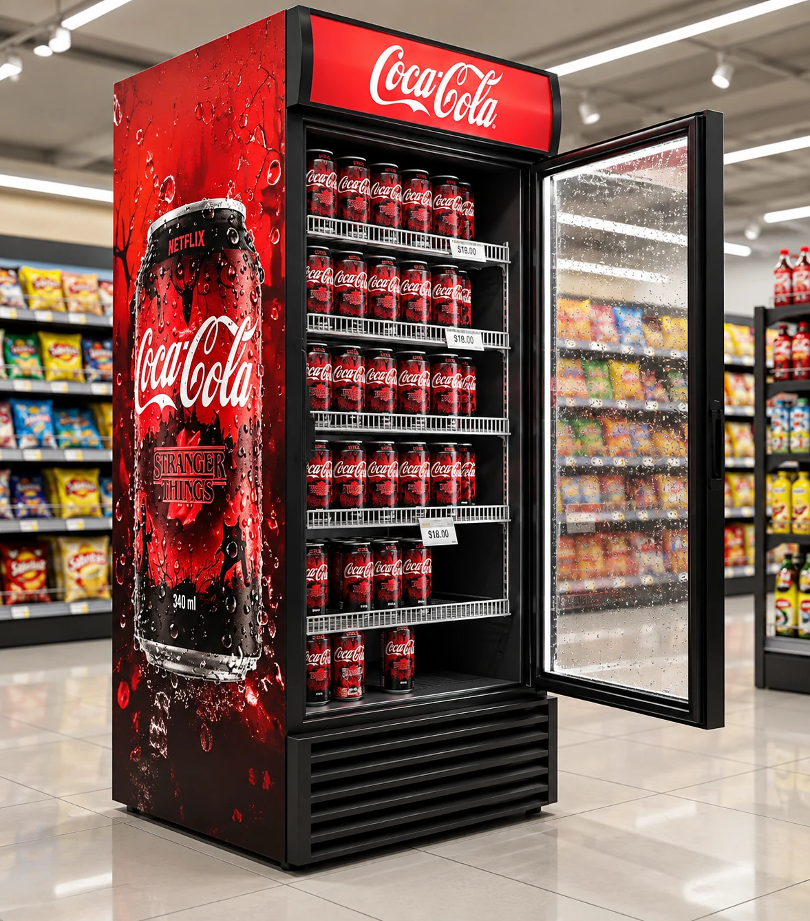 Coca-Cola × Stranger Things · Refrigerador Comercial Retail