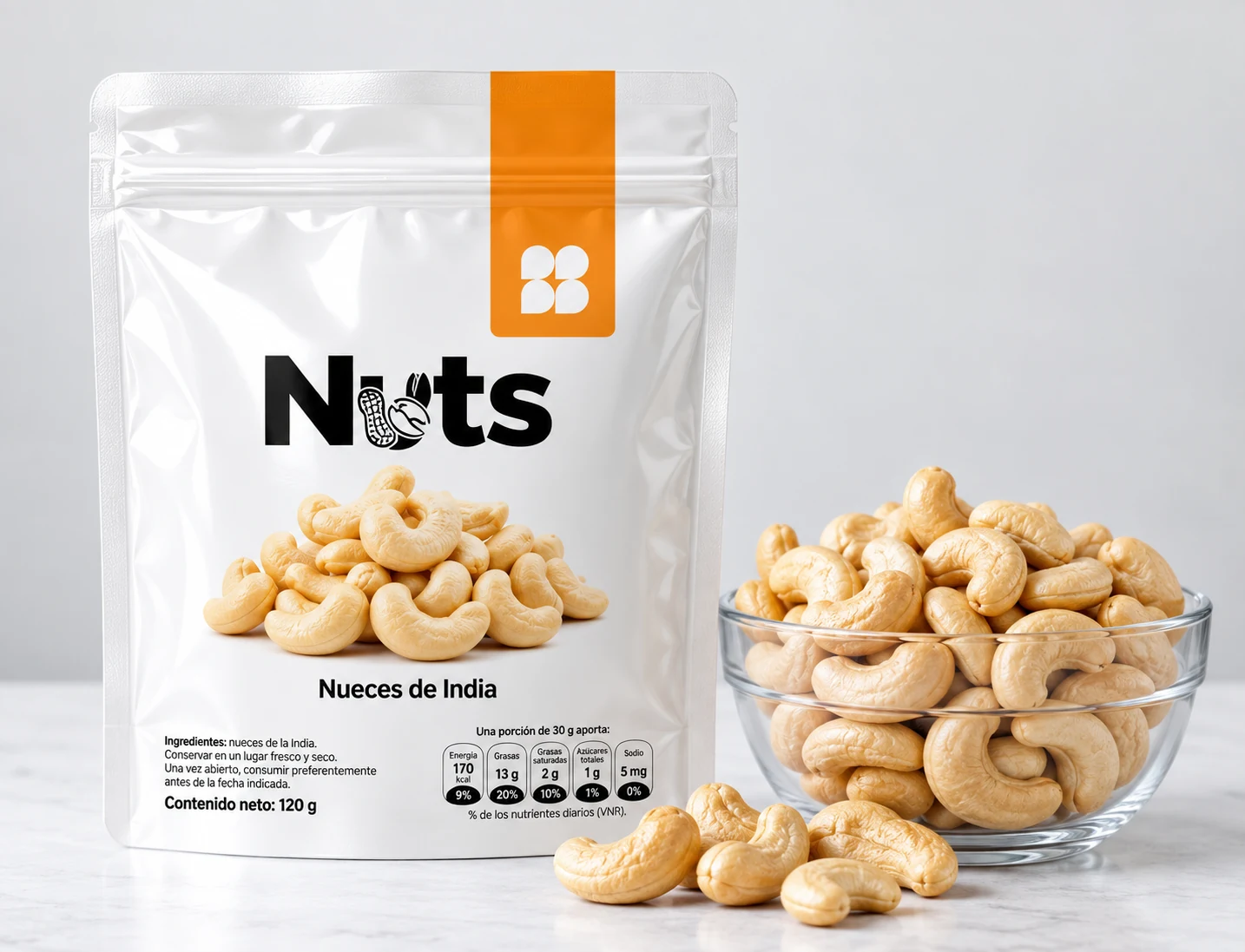 Nuts · Bowl Nueces de la India Servidas