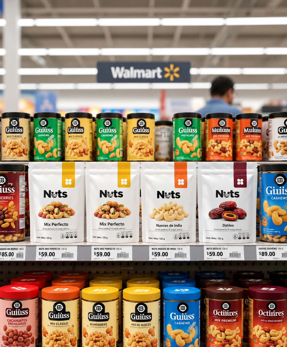 Nuts · Exhibición en Anaquel Walmart
